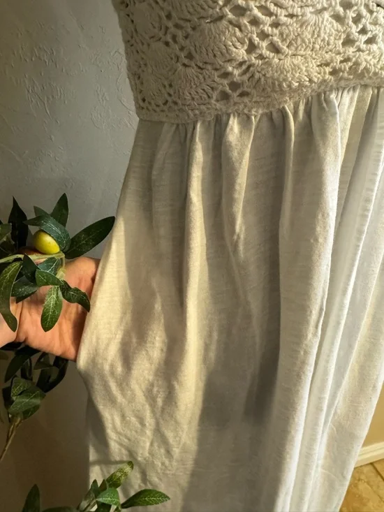 aerie White Crochet Boho Maxi Dress - Picture 3 of 8